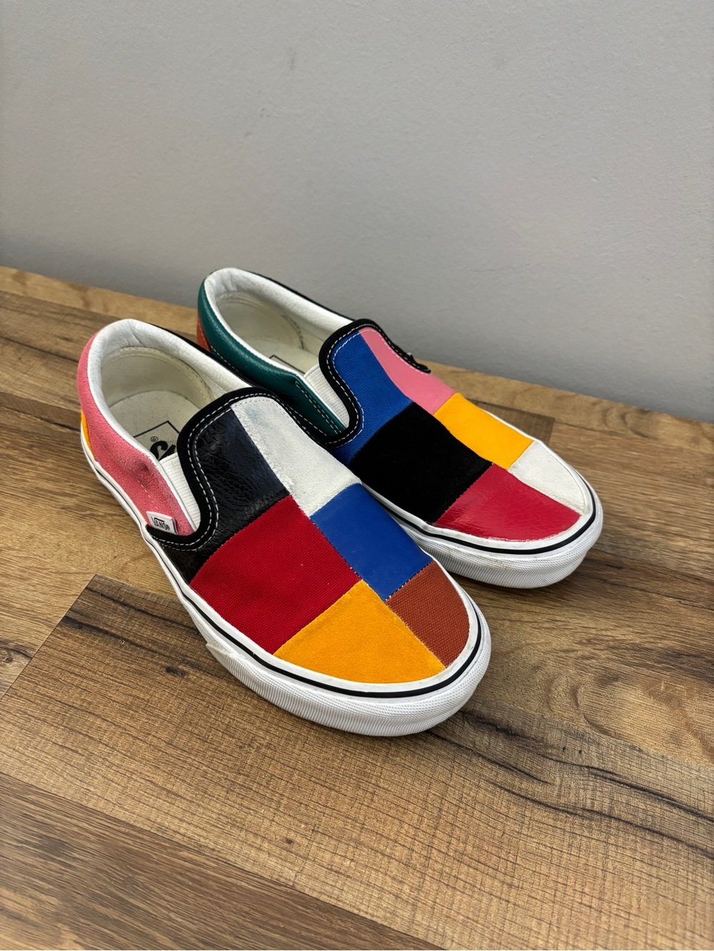 Vans Classic Slip On Patchwork Checkerboard Multicolor Sneakers Women’s